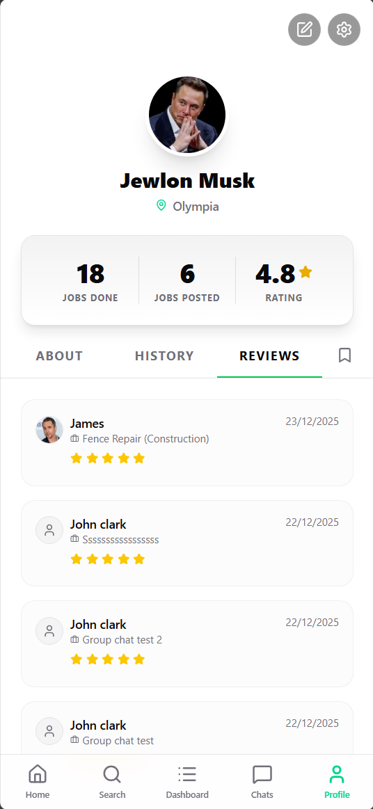 Worker Profile Interface